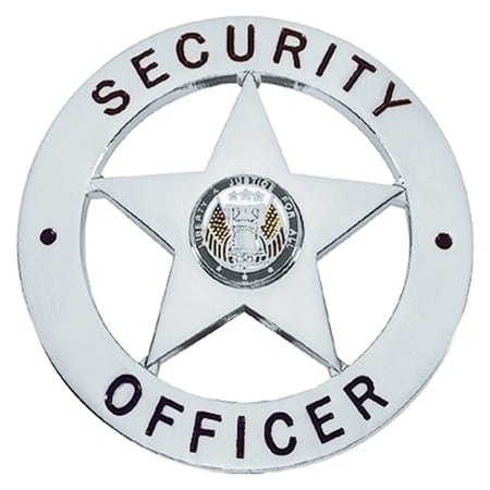 Hero’s Pride 2-1/8" Round Security Officer Badge, Enameled & Plated, Pin Back – Silver Finish