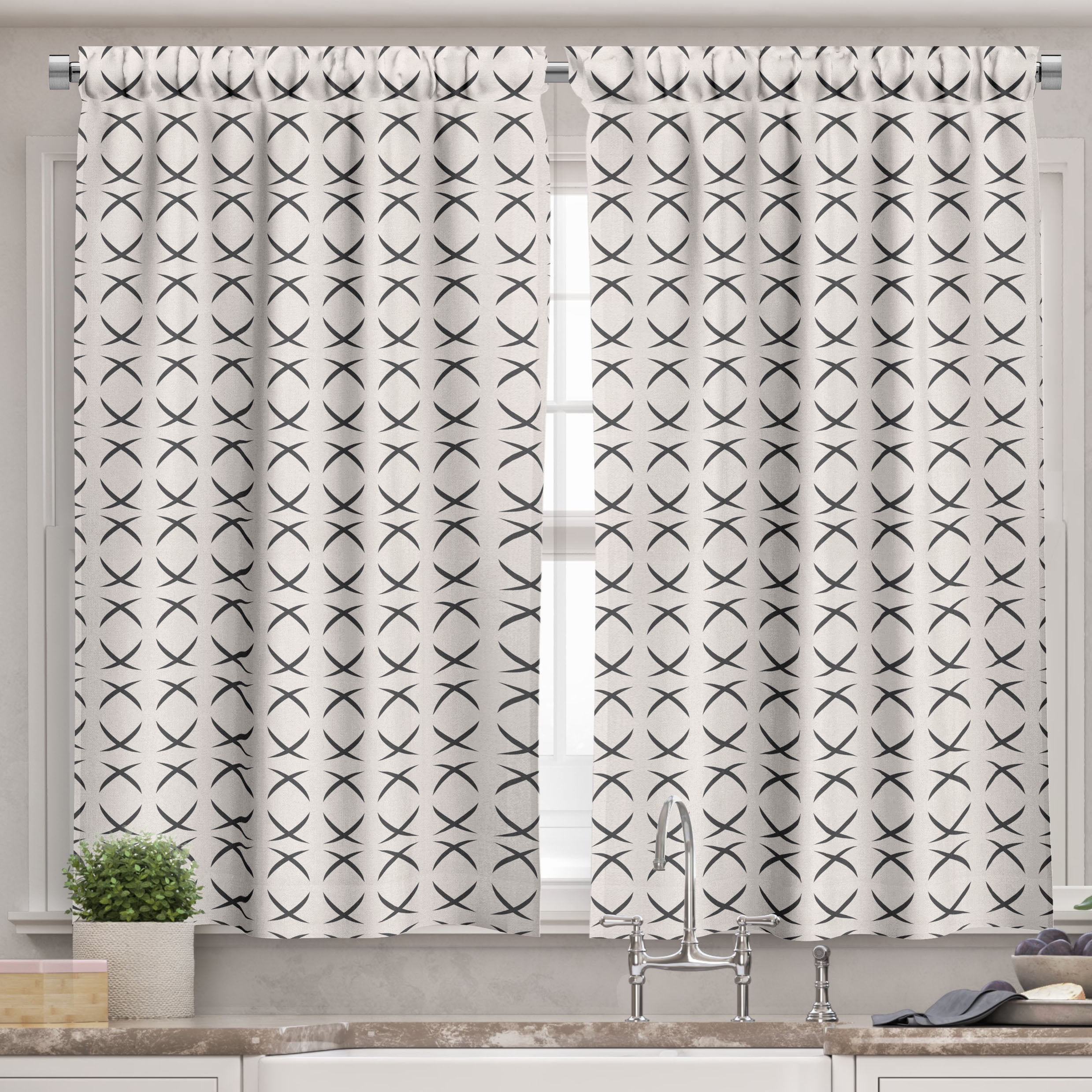 Geometric Valance & Tier Curtain 3 pcs Set, Modern Contemporary Image  Shapes Art Half Round Circles, Window Treatments Room Kitchen Decor, 4  Sizes, Charcoal Grey Pearl, by Ambesonne - Walmart.com
