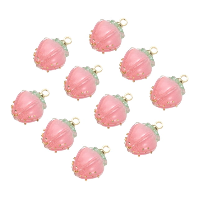 Unique Bargains 10 Pcs Pink Flower Rose Bud Charm Pendants Acrylic Cute Floral Flower Charm for Necklaces DIY Crafts