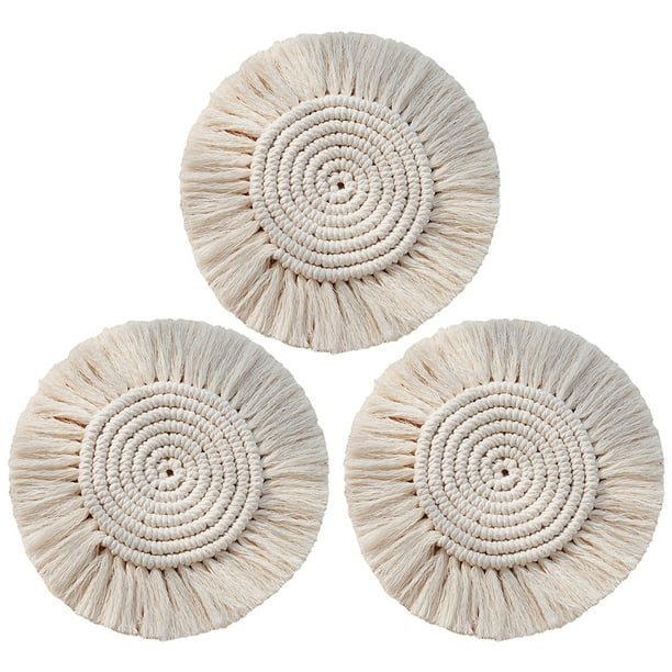 Borlas Posavasos De Macramé Hecho A Mano Mantel Individual Para Bebidas Decorativas De Estilo Bohemio Kearding HA045814-04