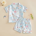 thumbnail image 2 of Ketyyh-chn99 Baby Girls Birthday Girl Pajamas Silk Stain Pjs Shirt Tops+Shorts 2Piece Set Birthday Toddler Kids Little Girl Nightgown Gift Size for 6-7 Years,Blue, 2 of 3