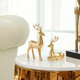 thumbnail image 3 of KY Resin Deer Figurine Fine Craftsmanship Deer Ornament Christmas Resin Sitting Standing Deer Statue Golden Reindeer Figurines Set of 2 for Decorations, 3 of 7