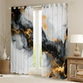 thumbnail image 2 of Black Orange Marble Curtains & Drapes Watercolor Artwork Curtains,Abstract Foil Print 30%-50% Blackout Curtains Aesthetic Marbling Living Room Curtains,Mountain Fluid Window Curtains, 2 of 5