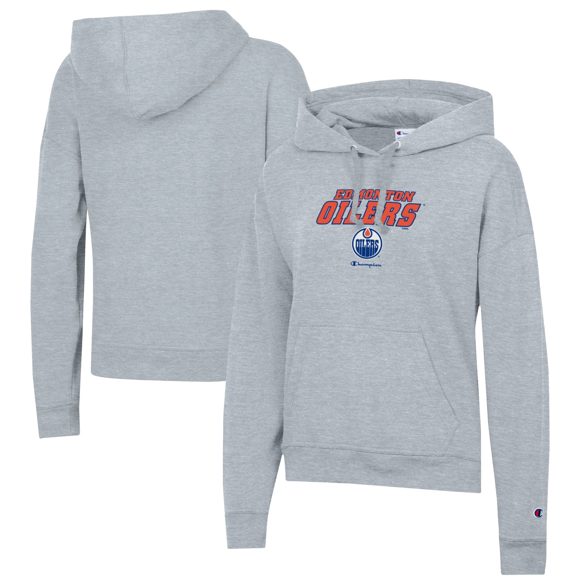 Women's Champion Gray Edmonton Oilers Powerblend Fleece Pullover Hoodie