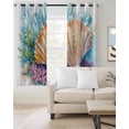 thumbnail image 2 of Coastal Beach Kitchen Curtains Summer Ocean Colorful Shell Coral Cafe Short Curtains for Bathroom Blackout Window Curtain Grommet Small Window Treatment Tier Drapes for Bedroom Living Room 52"x45"x2, 2 of 9