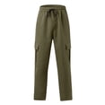 thumbnail image 5 of Dwelliawo Mens Cargo Pants Baggy Fleece Hiking Straight Leg Pants Loose Fit Fashion Cargo Pants Loose Fit Fitness Pants Joggers with Multi Pockets Army Green L, 5 of 7