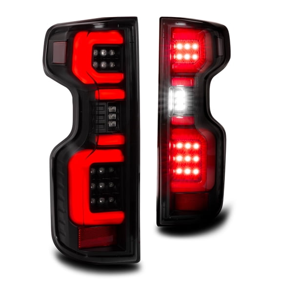 TRUE MODS Smoked Full LED Tail Light Assembly Replacement for 2019-2026 Chevy Silverado 1500 & 2020-2023 Chevy Silverado 2500 3500 HD w/Stock Halogen Bulb Aftermarket Rear Brake Turn Signal Taillight