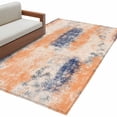 thumbnail image 2 of Orange Blue Runner Rug 2.7x5 FT, Non Slip Entryway Carpet, Minimalist Smear Abstract Art Painting Washable Soft Floor Carpet Entrance Mat Non-Shedding Throw Rug for Hallway Laundry Room Bedside, 2 of 9