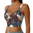 thumbnail image 2 of Daiia Samurai Frog Guitar Printed Women's Sports Bra, Breathable Activewear Bra with U-Back Design and Removable Pads, Comfortable and Supportive for Yoga, Workout-Small, 2 of 8