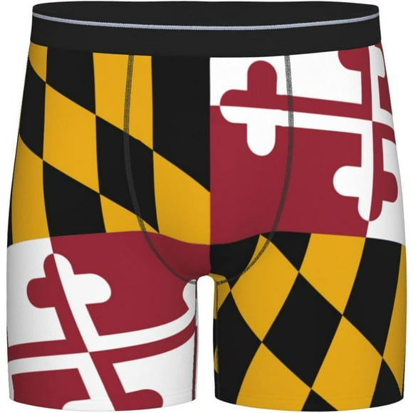 SEVEBJ Flag Of Maryland Men'S Long Boxer Briefs Extended Sports Panties Breathable Elasticity Knickers