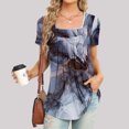 thumbnail image 2 of Pompotops Femmes Mode Imprimé Casual V-Cou Manches Courtes T-Shirt Chemisier Tops, 2 of 6