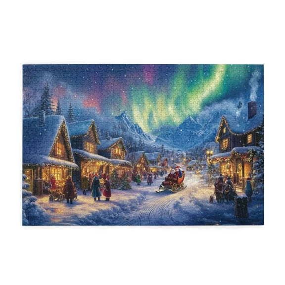 500 Piece Santa Christmas Village Jigsaw Puzzle Intricate Fantasy Art Challenging Adult Puzzle Beautiful Home Deco Unique Gift For Puzzle Enthusiasts