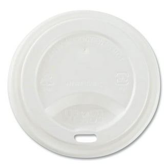 Karat 98mm Clear Plastic Flat Lid for 98mm Cups with Push Straw