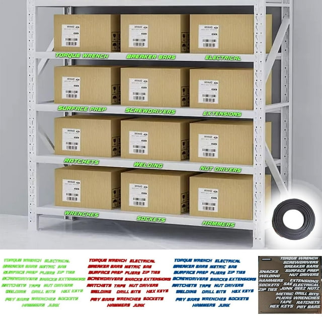 sdhkgrrt under $5 4Pcs Magnetic Tool Labels, Magnetic Tool Box Labels,Beginner Tool Organization Kit,Workshop Storage Solution,Magnetic Tape Tool Organizer,DIY Garage Organization System