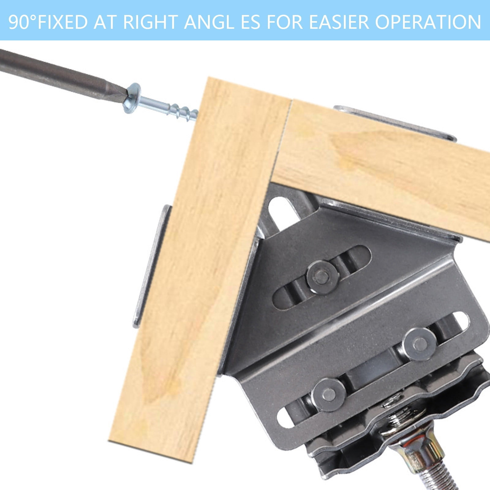 2pcs Stainless Steel Right Corner Clamp,90 Degree Right Angle Clamp for Woodworking,Right Angle Clip Fixer,Single Handle Clamps for Woodworking, Photo Framing (Close)