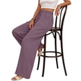 thumbnail image 6 of Womens Cotton Linen Wide Leg Pants High Waisted Flowy Palazzo Pant Casual Summer Beach Vacation Outfits with Pockets, S, 6 of 8
