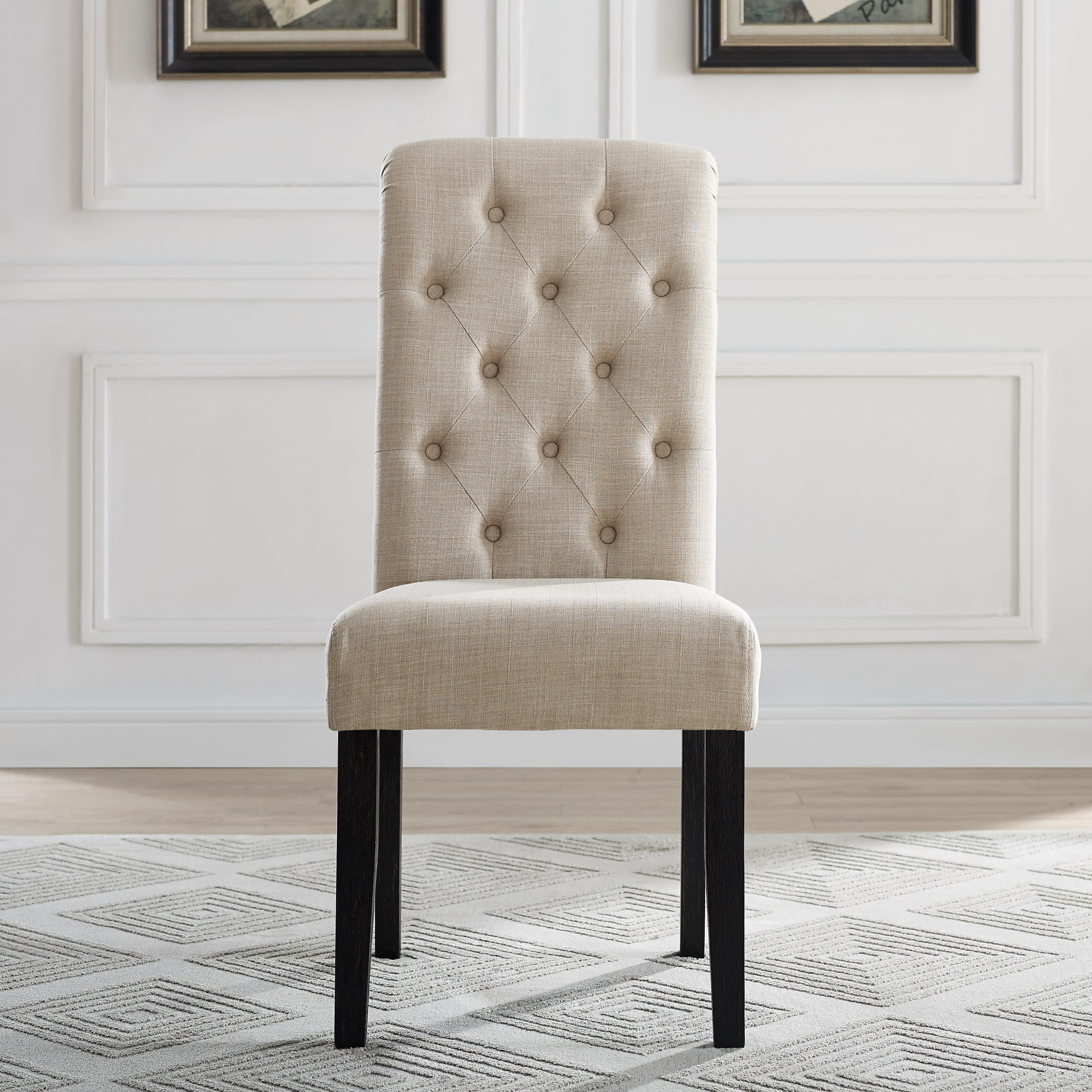 Roundhill Furniture Leviton Tufted Parsons Dining Chair - Set of 2