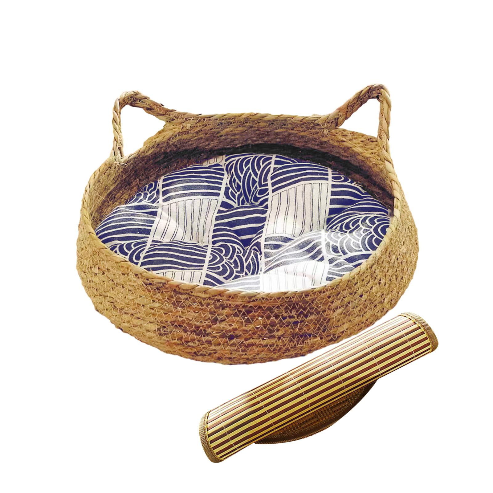 Cat Bed Basket Cat House Summer with Removable Cushion Furniture Protector Nest Cat Scratching Board for Indoor Cats Small Dogs Puppy Rabbit No Pillow 43x14cm