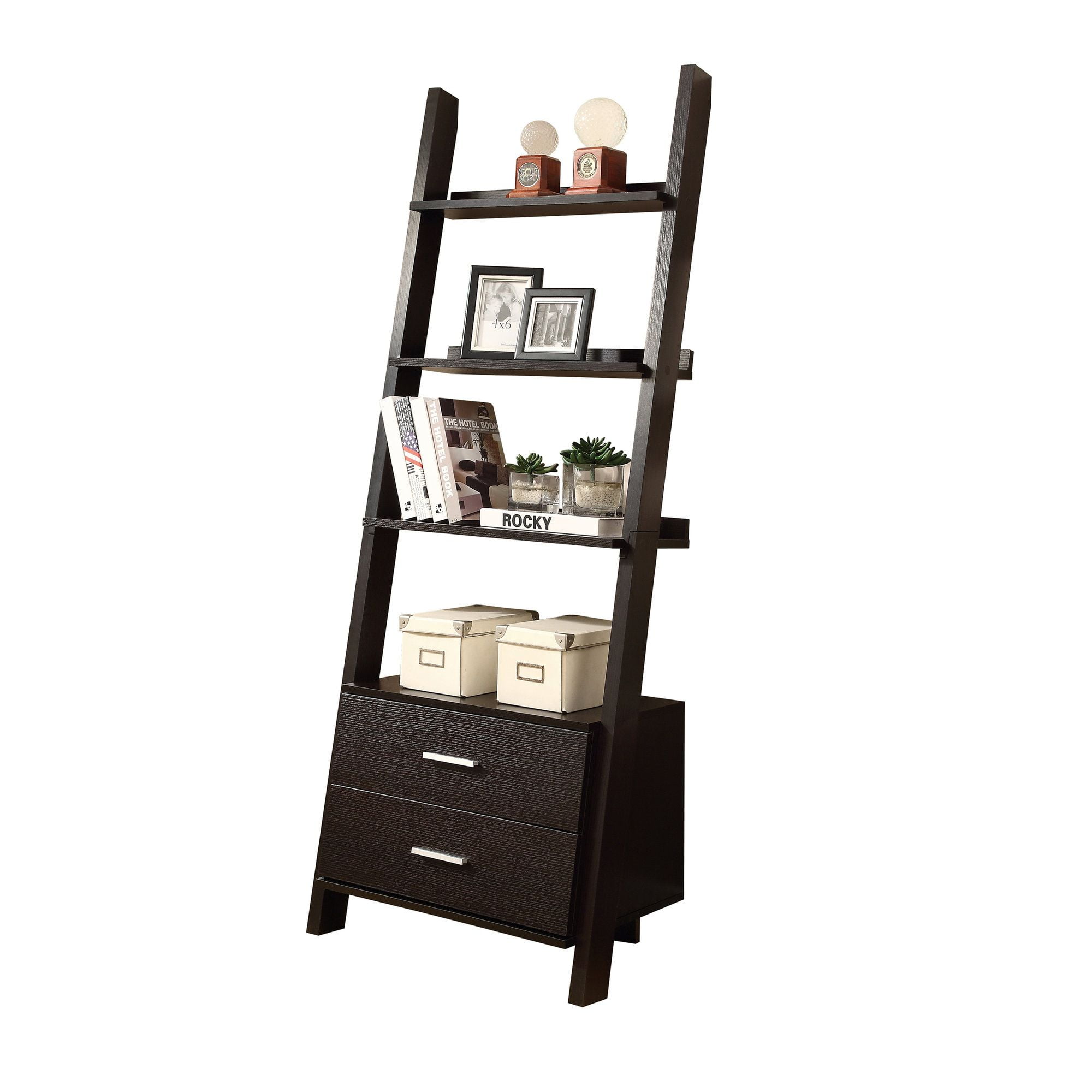 Contemporary Home Living 96" Cappuccino Brown Contemporary 4 Shelves