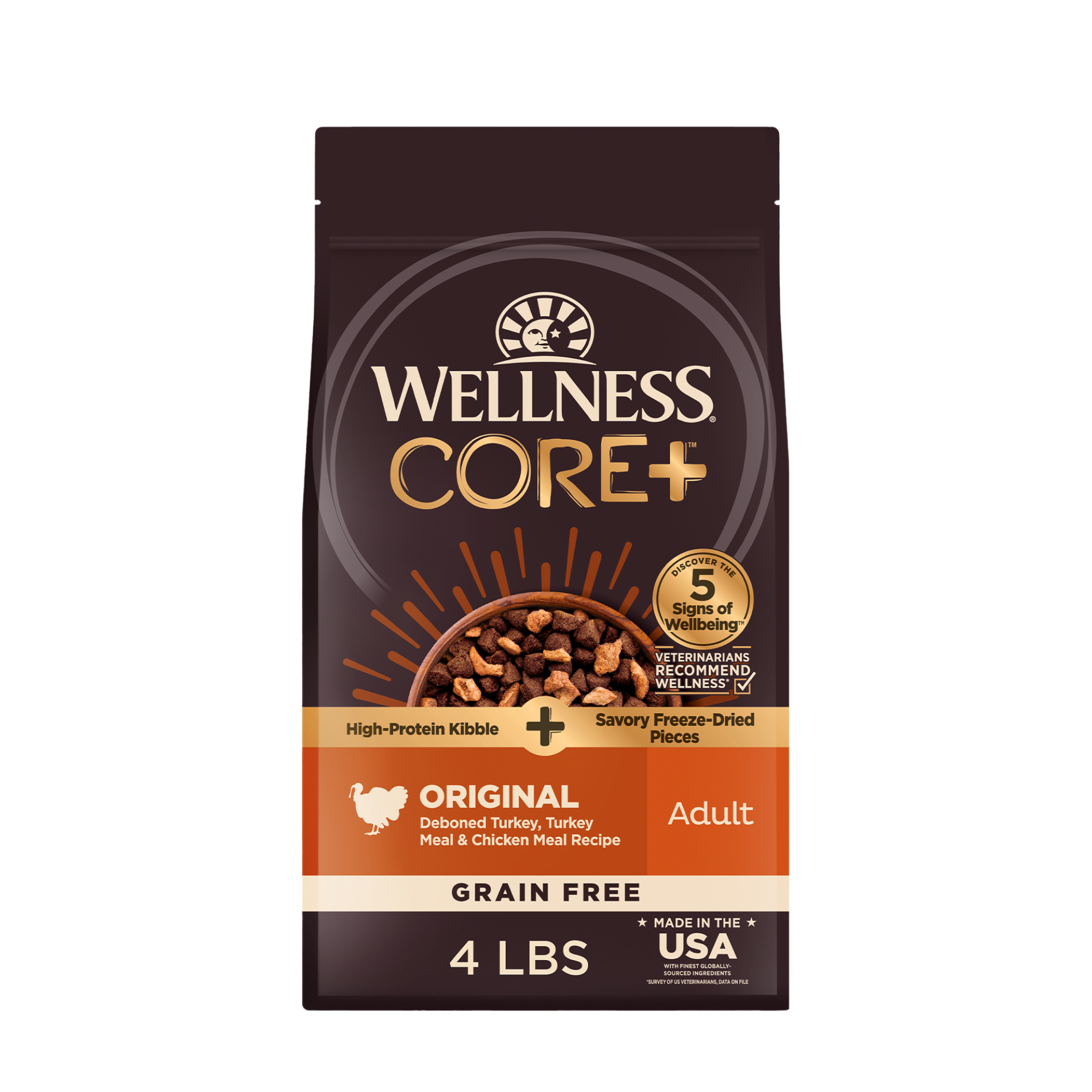 Wellness CORE+ Grain-Free Turkey & Chicken Dry Dog Food 4 Lb