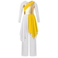 thumbnail image 2 of TSSOE Kids Girls Long Sleeve Praise Dance Dress Asymmetrical Liturgical Worship Church Robe and Wide Leg Pants Set Yellow 16, 2 of 7