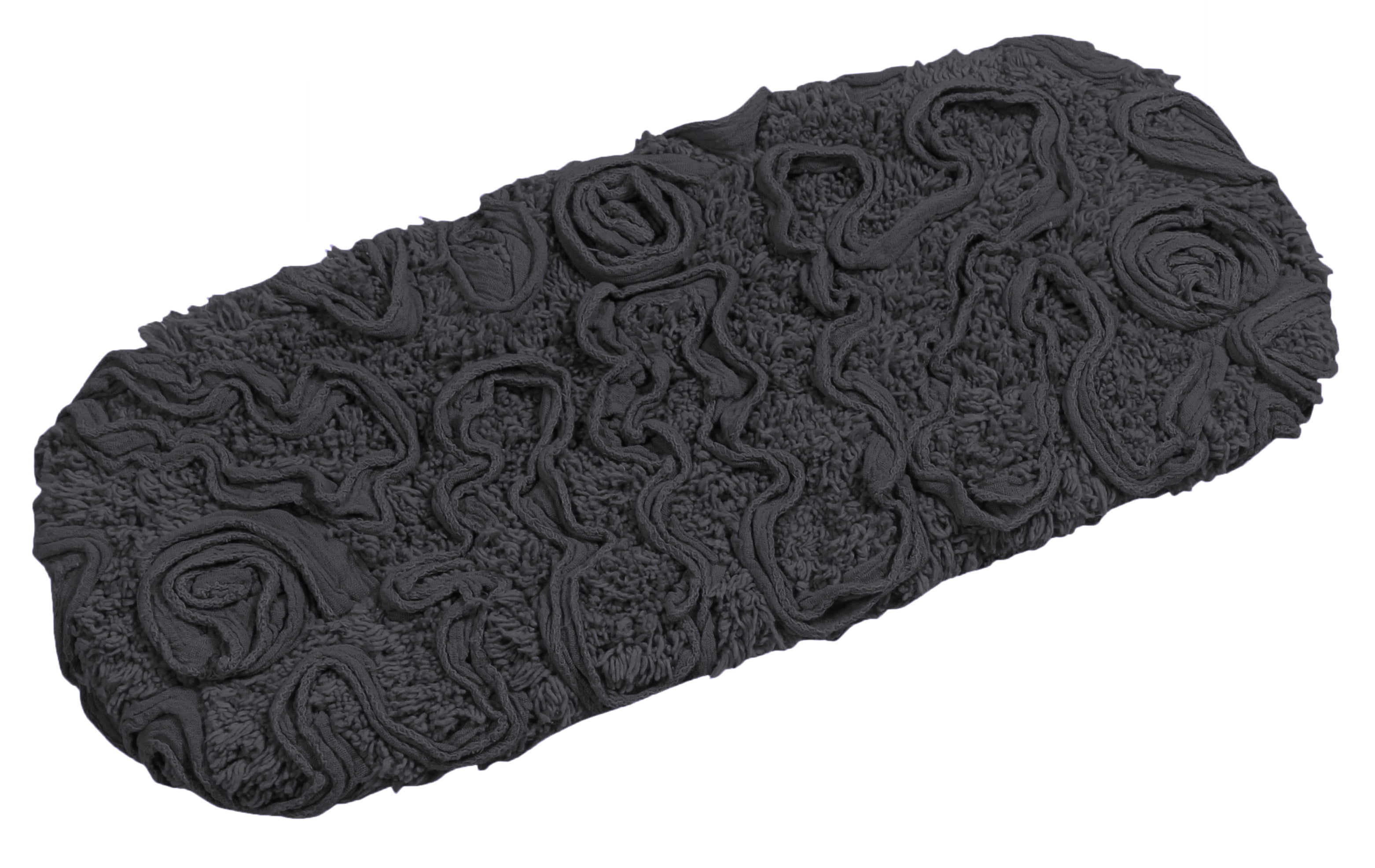 Home Weavers Bell Flower Collection Bathroom Rug 100% Cotton Fabric Tank Cover, Soft Absorbent Bath Rugs, Elastic Edges, Machine Washable, Toilet Tank Lid Cover for Bathroom, 10"x22" Tank Cover, Gray