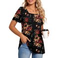 thumbnail image 2 of Camisetas informales de verano para mujer, cuello cuadrado, manga corta, túnica, blusas sueltas y cómodas OAVQHLG3B Store  lin121212, 2 of 4