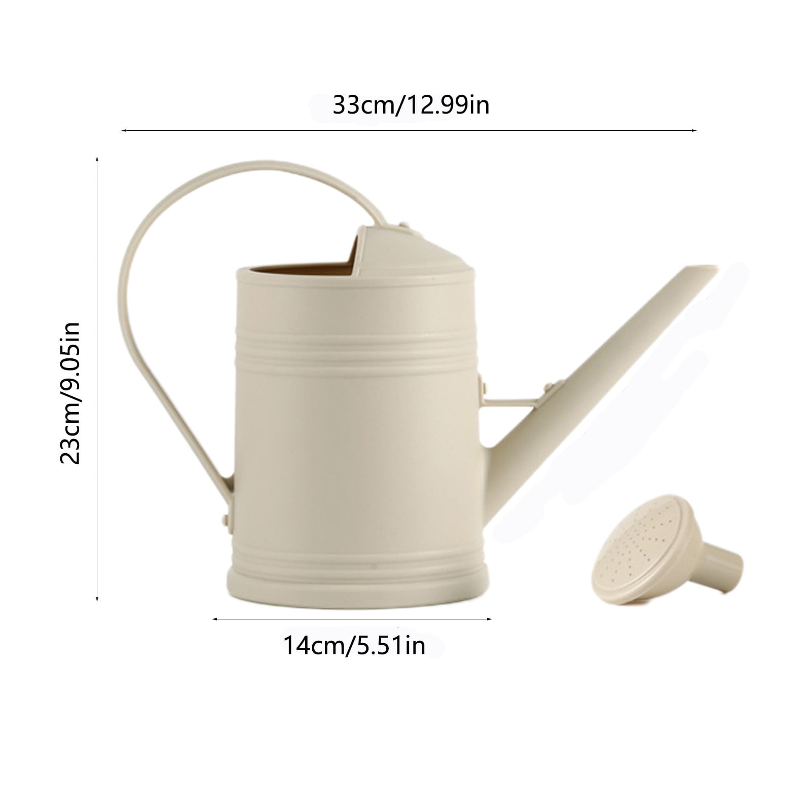 JoyHoop 2L Long Spout Watering Kettle, Beige Plastic with Ergonomic Handle for Indoor Plants, 12.99x9.05x5.51 Inches