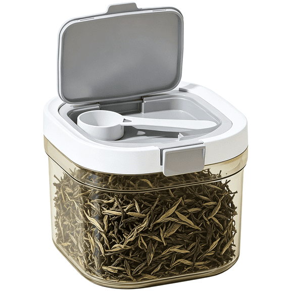 2 Pcs 27 oz Airtight Clear Tea Canisters with Built-in Spoon, Wide Mouth Kitchen Food Storage Containers for Loose Leaf Tea, Coffee Beans, Sugar, Spices & Cereal