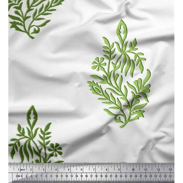 Soimoi Rayon Fabric Leaves & Floral Block Fabric Prints by Yard 42 Inch Wide