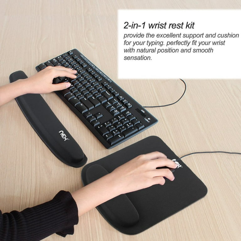  Premium Wrist Rests for Keyboard and Mouse Pad Set - Memory  Foam Cushion, Black - Ergonomic Wrists Hand Arm Rest Support for Laptop  Computer Desk and Gaming - Carpal Tunnel Syndrome