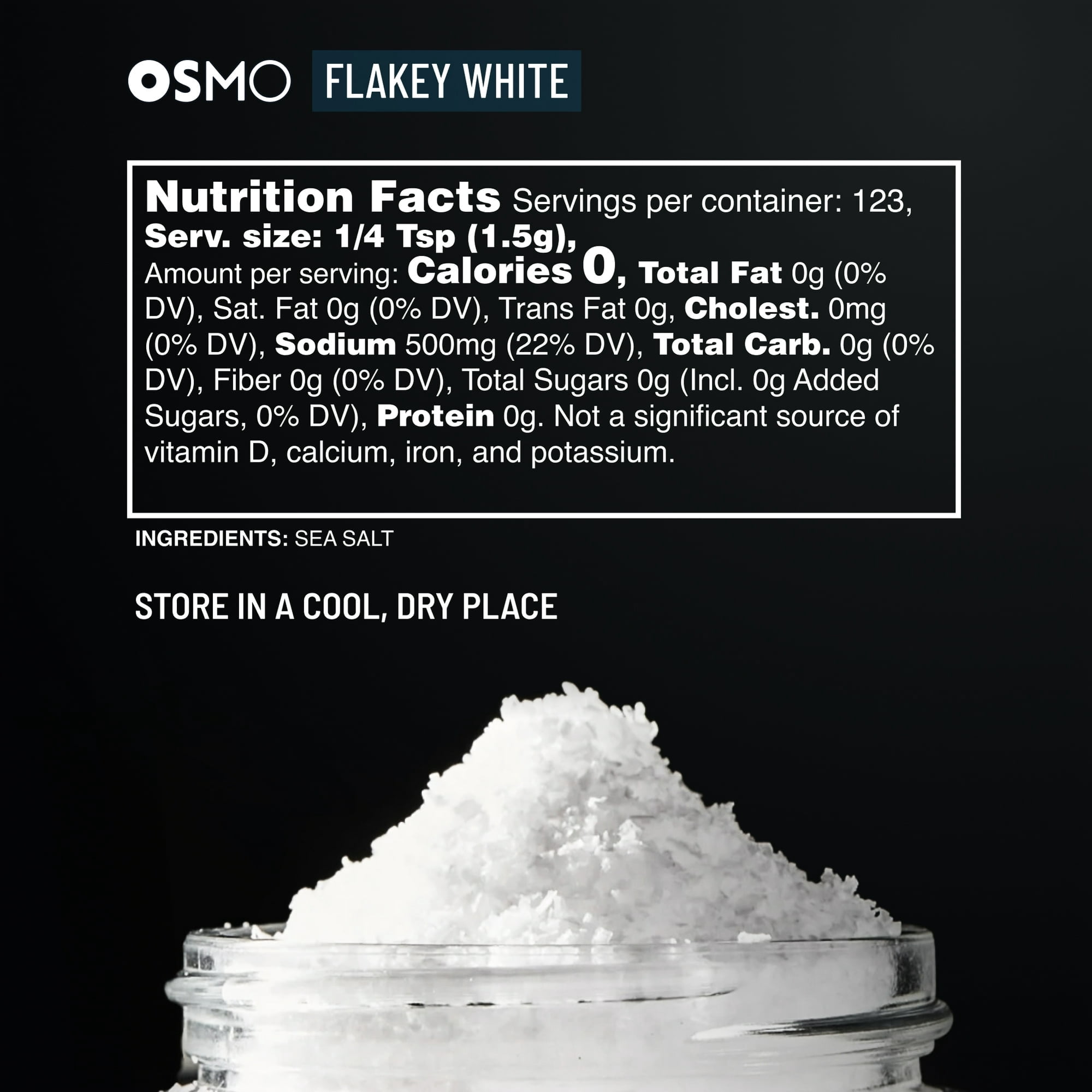 Osmo Flakey White Sea Salt, Kosher Flakes, Chef-Crafted Michelin-Star Quality Seasoning, 6.5 oz