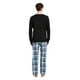 thumbnail image 2 of GLOBAL Conjunto de Pijama de Franela y Playera de Manga Larga para Hombre 100% Algodón Cuadros Azules y Blancos M, 2 of 6