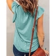 thumbnail image 4 of Blusa de verano para mujer, cuello en V, manga casquillo, informal, fluida, Color puro, camisetas elegantes para mujer, 4 of 4
