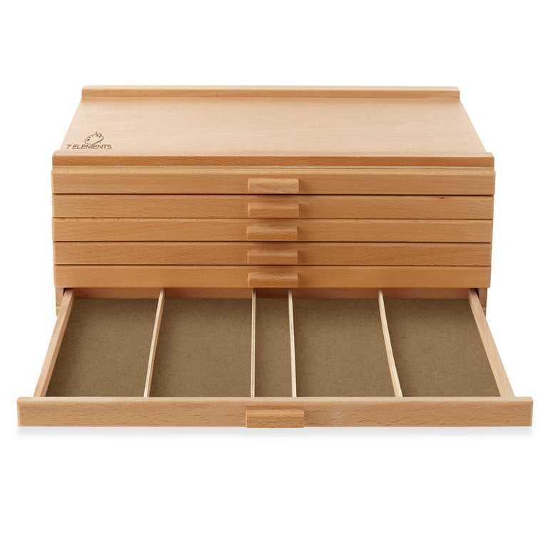 12 Drawer Beechwood Artist Storage Supply Tool Box - 7 Elements