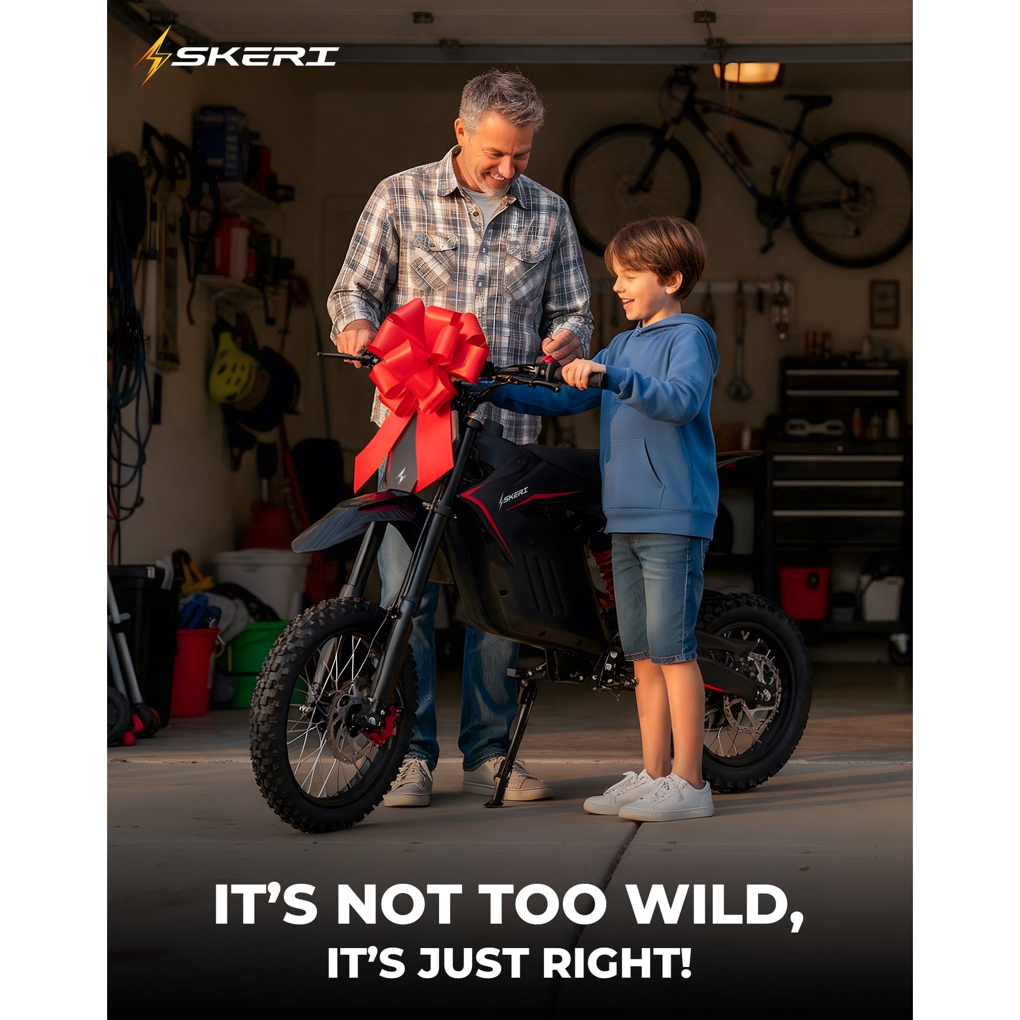 Skeri Electric Dirt Bike 14"/12" Fat Tire Off-Road Electric Motorcycle, 2000W Motor(Peak 3200W), 48V 21Ah Battery, 37MPH, Hydraulic Brakes, Red