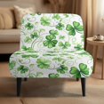 thumbnail image 2 of HELLHERO Green Clover Armless Accent Chair Cover, Stretch Elastic Bottom Comfortable Protector for Living Room Hotel, 2 of 8