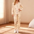 thumbnail image 2 of Yuanlong Womens Pajama Set 2Pcs Long Sleeve Collared Shirt & Pants Branch Berry Printed Nightwear Spring Summer Casual Soft Homewear, 2 of 4