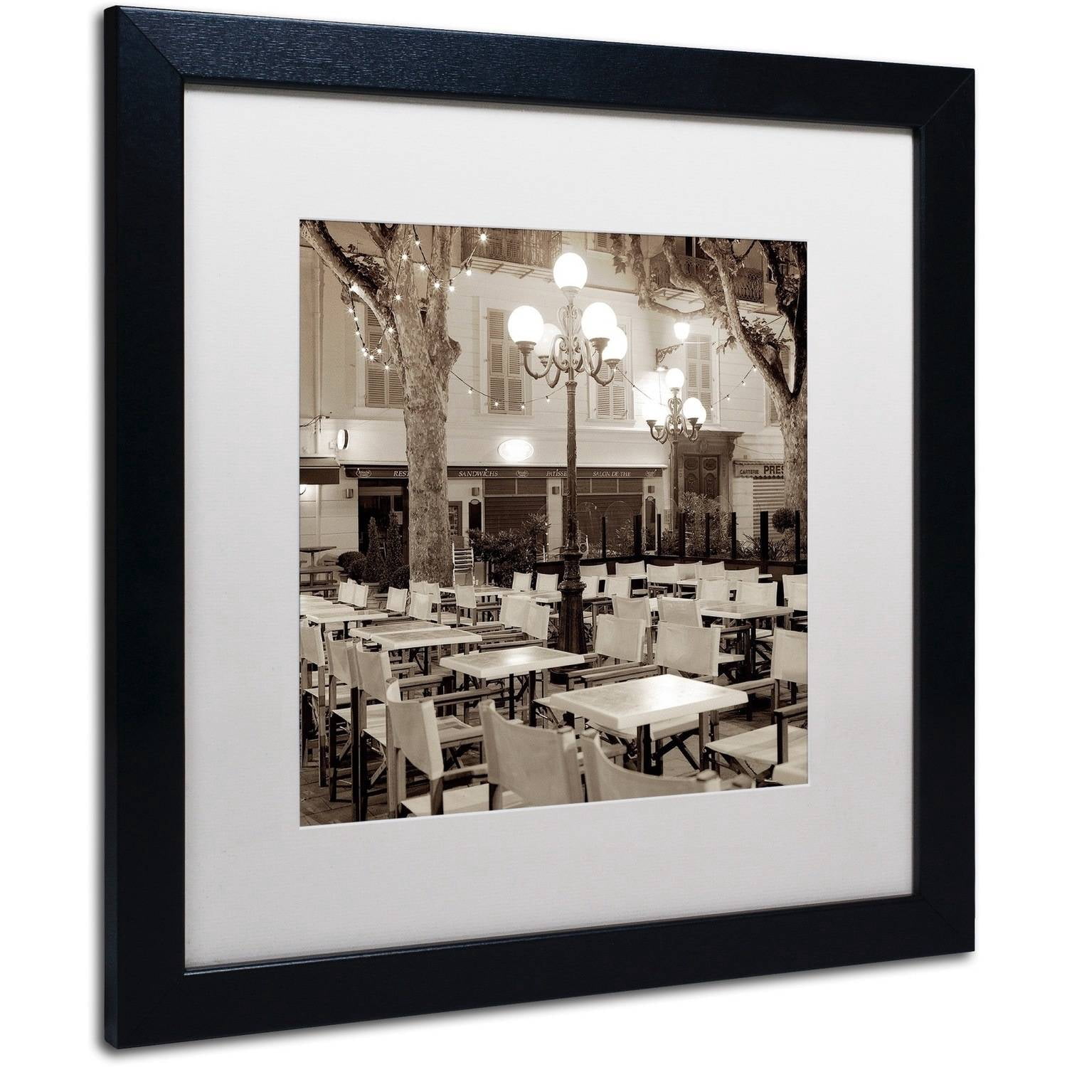 Trademark Fine Art "Cote d'Azur Cafe I" Canvas Art by Alan Blaustein, White Matte, Black Frame