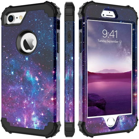 iPhone 8 Case, iPhone 7 Case, BENTOBEN Heavy Duty Shockproof 3 in 1 Slim Hybrid Hard PC Soft Silicone Bumper Space Galaxy Design Protective Phone Case Cover for iPhone 8 /iPhone 7 (4.7")