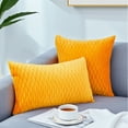thumbnail image 2 of REGALWOVEN Throw Pillow Covers, 2 Pack Striped Velvet Rectangular Decorative Pillow Cases for Farmhouse Couch Orange 18" x 18", 2 of 6