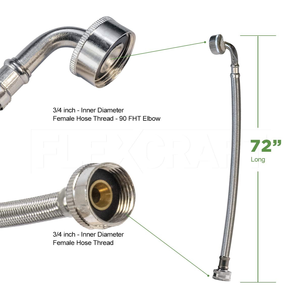 Flexcraft Washer & Dryer Accessories Burst Proof Supply Hose for Most Washing Machines (2 Count)