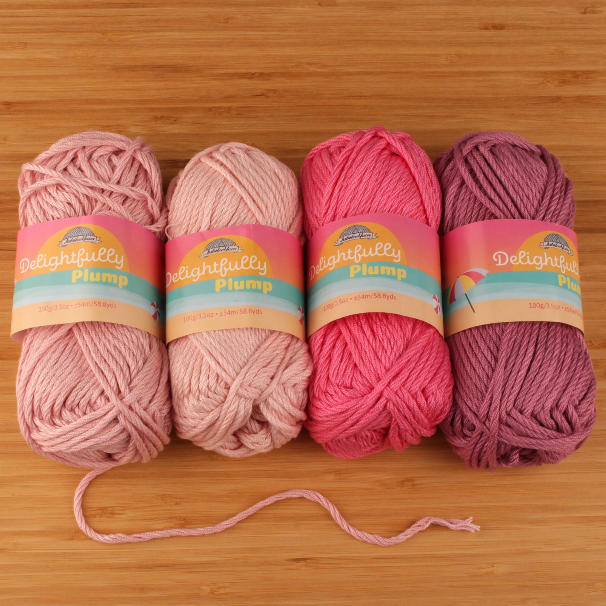 JubileeYarn Delightfully Plump Yarn - Super Chunky Bamboo - 100g/Skein - Shades of Pink - 4 Skeins