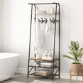 thumbnail image 5 of Coat Rack Hall Tree with Bench and Shoe Storage,4-in-1 Entryway Organizer,3-Tier Metal Shoe Rack for Front Door,Industrial Design,Sturdy Freestanding Furniture,Brown,Single row hook 60 width, 5 of 7