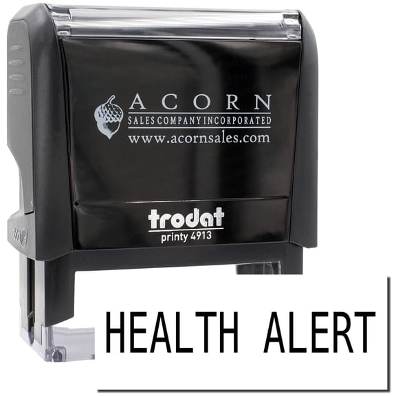 Large Self-Inking Health Alert Stamp, Trodat Printy 4913, Press and Print Stamping, Impression Size 7/8" x 2-1/4", Up to 10,000 Impressions - Black Ink