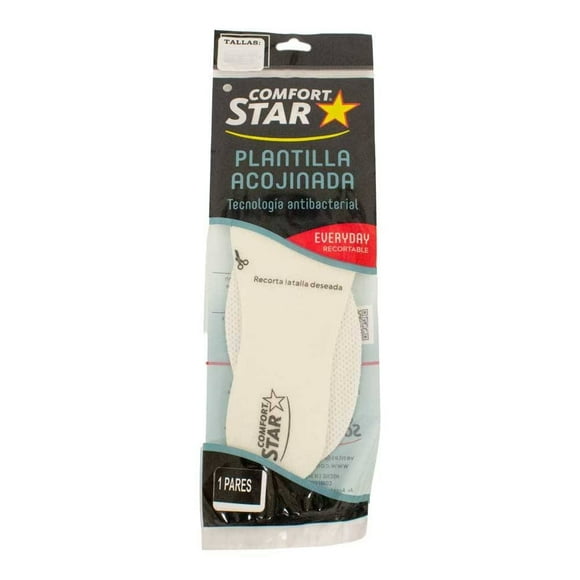 Plantilla Acojinada Confort Star para Caballero Talla 22-25 Recortable Blanco