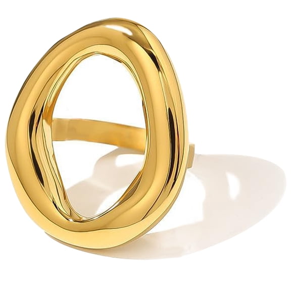 1PCS Chunky Gold Plated Rings for Women Hollow Oval Ring Chunky Statement Ring for Women,Vintage Ring Jewelry Gift