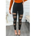 thumbnail image 3 of Code Shred Cut Out Destroyed Leggings, 3 of 8