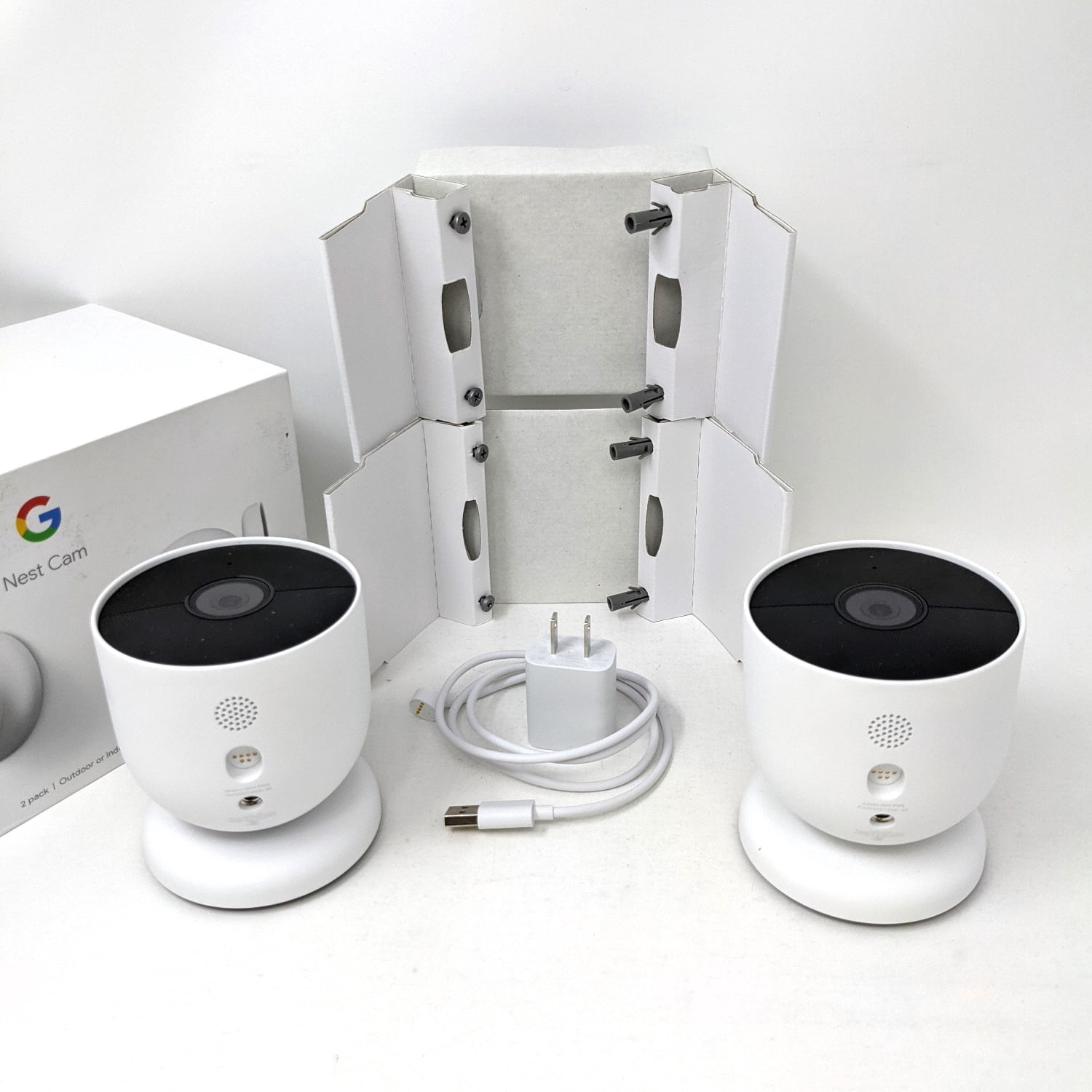 Pre-Owned Google Nest Cam 2-Pack - Outdoor or Indoor | Battery Wireless Indoor and Outdoor Security Camera for Home Security Cameras - Snow