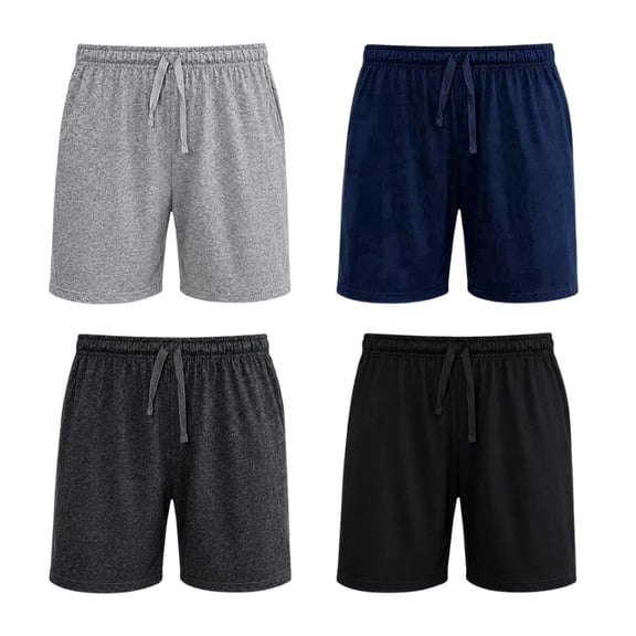 Hangout Athletic Tight Fit Elastic Waist Athletic Shorts, 4 Pack, Men's Small